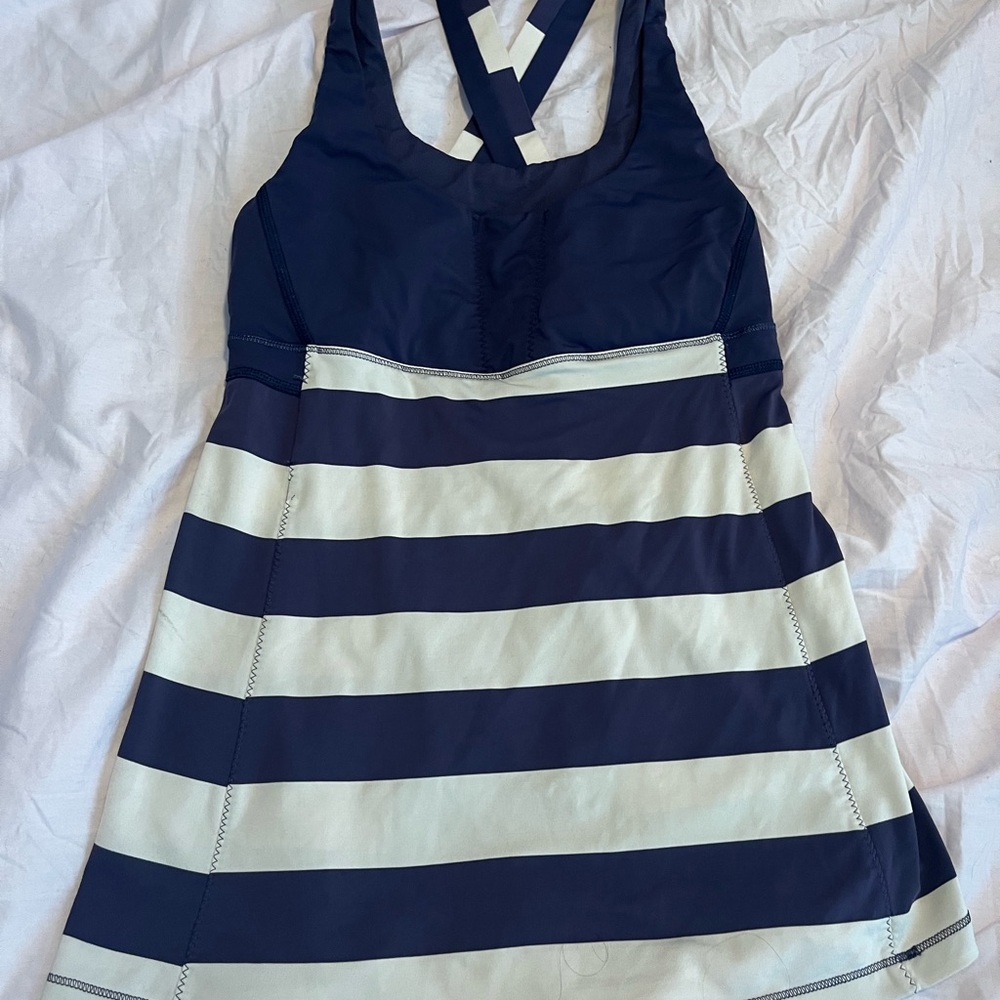 Navy and White Striped Tank Top